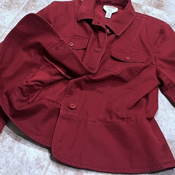 Talbots Red Stretch Single Breasted Button Short Jacket Shacket Red Size 10 - Picture 5 of 8